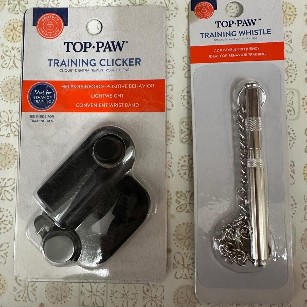Top Paw Training Clicker and Whistle Set - Black and Silver